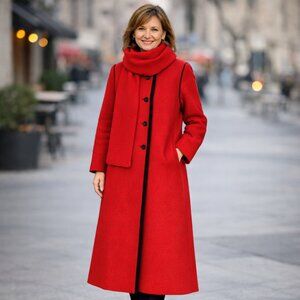 Vintage Red Wool Coat with Matching Scarf – Size 10 – Sears Fashion Place